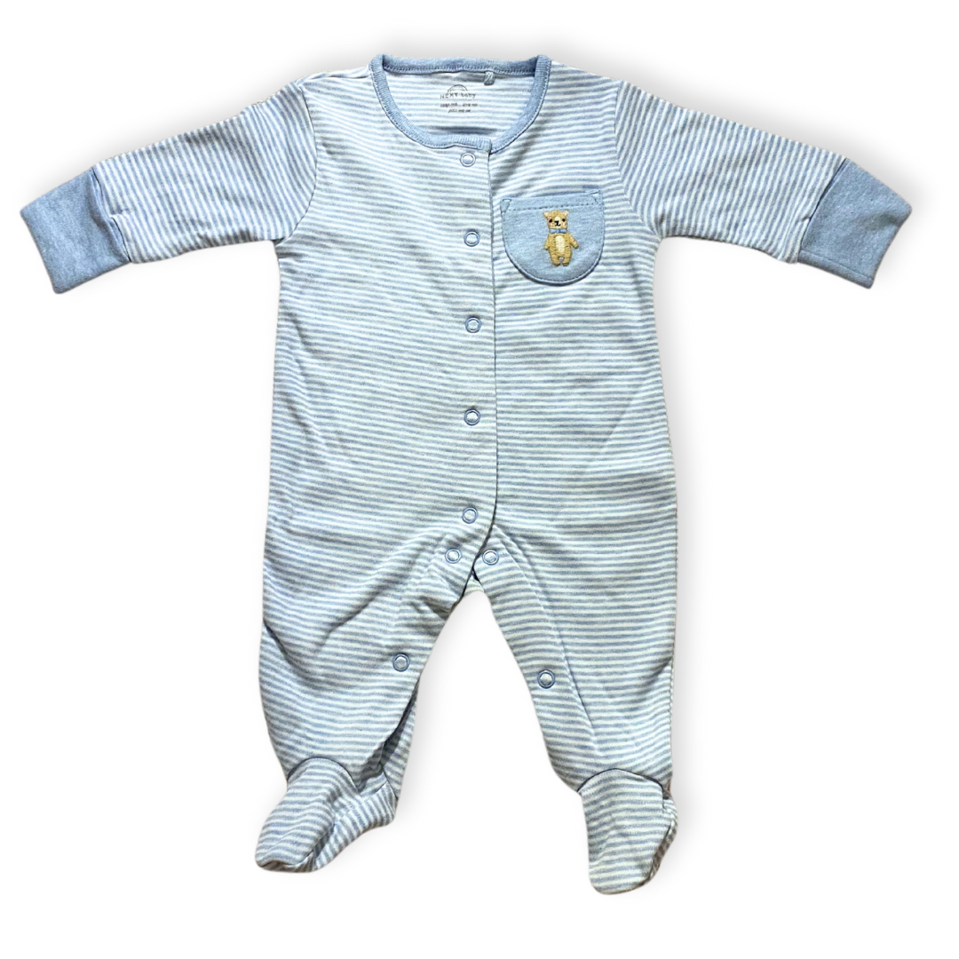 Next Baby Blue Stripes Teddy Bear Onesie (<1, 6-9, 12-18 Months)