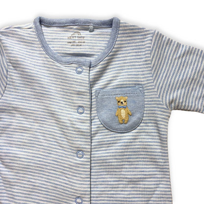 Next Baby Blue Stripes Teddy Bear Onesie (<1, 6-9, 12-18 Months)