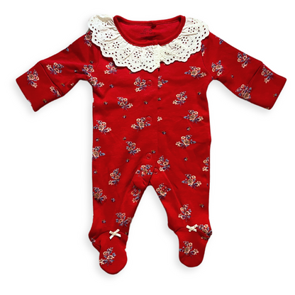 Next Baby Red Floral Onesie (<5lbs, 3-6 Months)