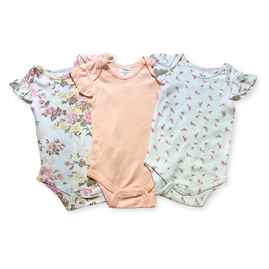 3-Pk Laura Ashley Onesie (0-3, 3-6, 6-9 Months)