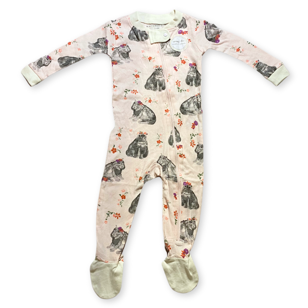 Burt’s Bees Pink Hippo Onesie (3-6 Months)