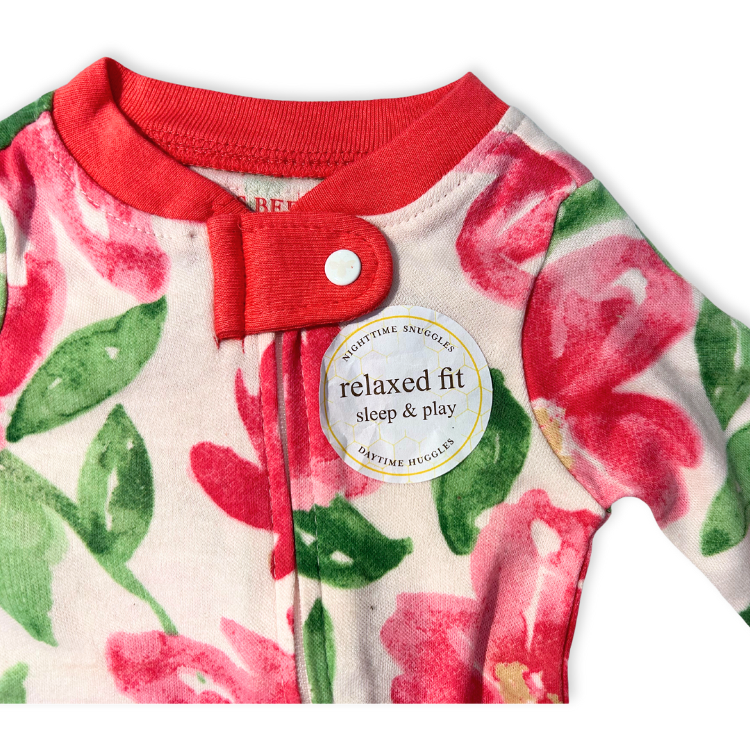 Burt’s Bees Pink Flowers Onesie (Preemie)